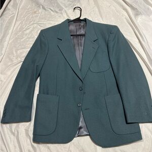 Vintage Alexander Shields Park Avenue New York Teal Wool Blazer